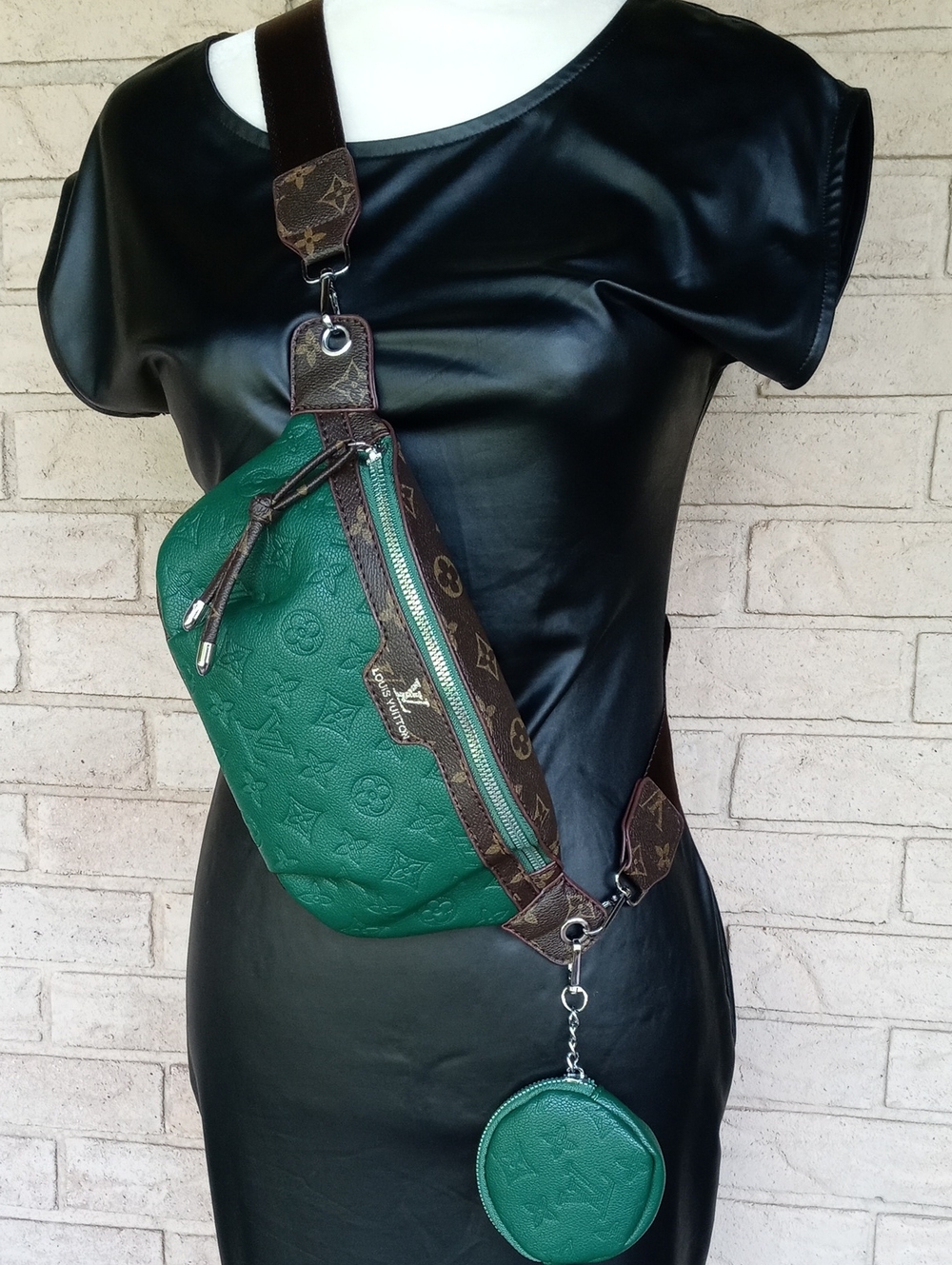 Louis Vuitton Unisex Green Monogram Empreinte Sling Bag with Coin Pouch